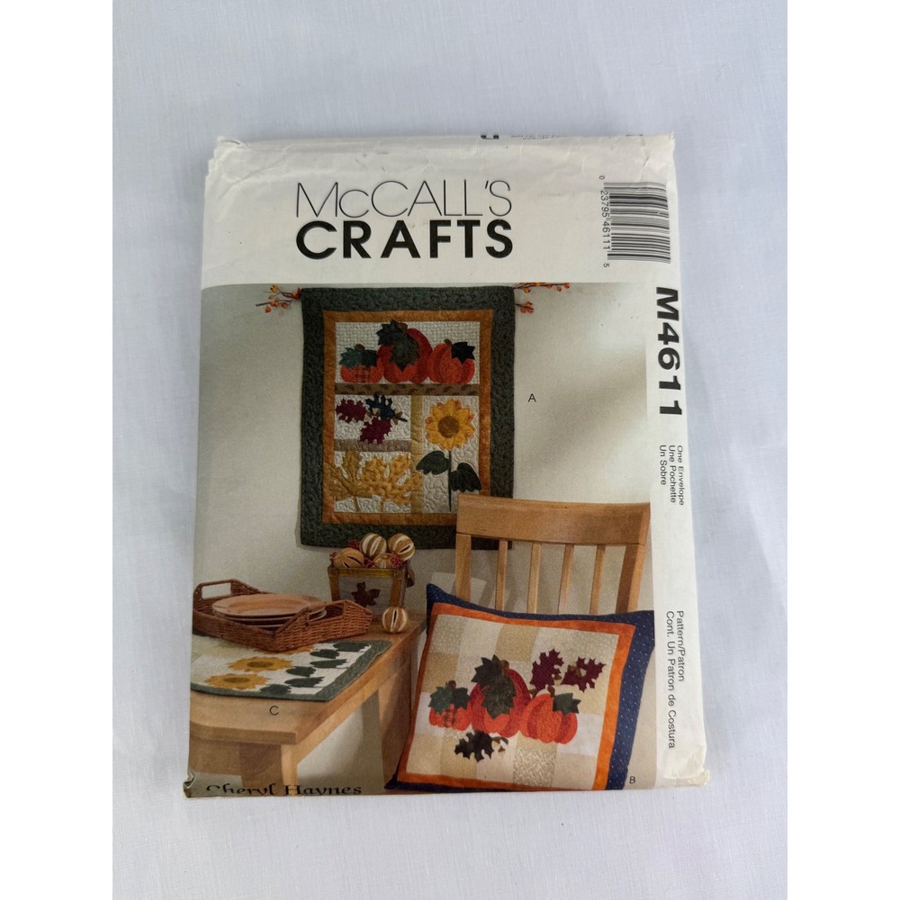 McCall's Crafts M4611 Harvest Sampler Wall Hanging Pillow Table Runner Pattern